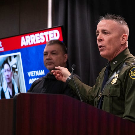 Border Patrol commander Gregory Bovino speaks during a news conference on Jan. 22, 2026, in Minneapolis.