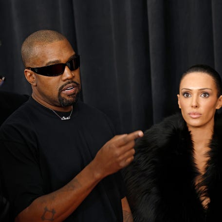 Kanye West and Bianca Censori attend the 67th GRAMMY Awards on Feb. 2, 2025, in Los Angeles.