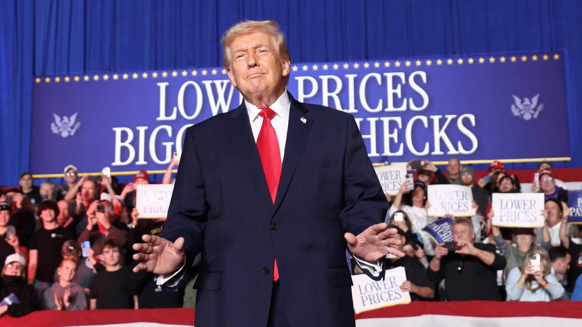 President Donald Trump delivers a speech in Clive, Iowa, on Jan. 27, 2026, on energy and the economy.