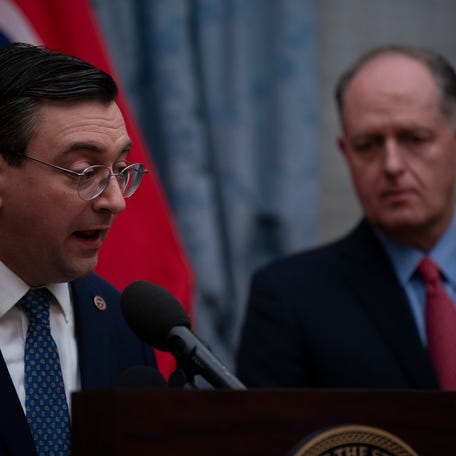 Tennessee Attorney General Jonathan Skrmetti, left, played a key role in the legal decision that opened the floodgates of NCAA's transfer portal.