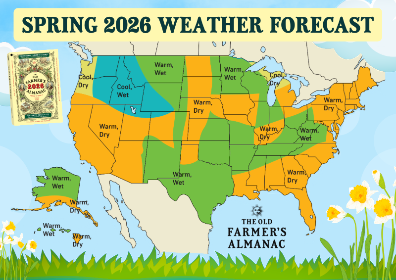 Predictions for spring suggest wet and warm weather. See what the Farmers' and Old Farmer's almanacs have to say.