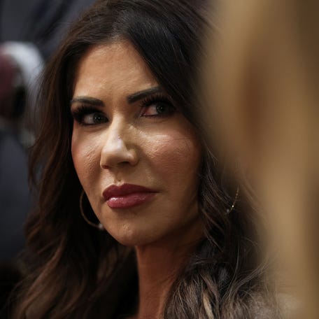 Homeland Security Secretary Kristi Noem attends President Donald Trump's Cabinet meeting at the White House on Jan. 29, 2026, in Washington, DC.