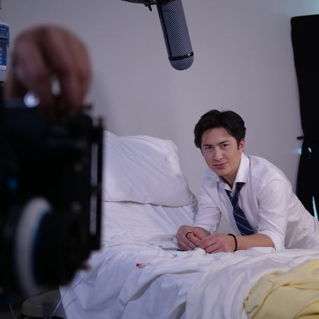 "Heated Rivalry" star Hudson Williams on the student production of "And... Action!" at Langara College in Vancouver, British Columbia in 2020.