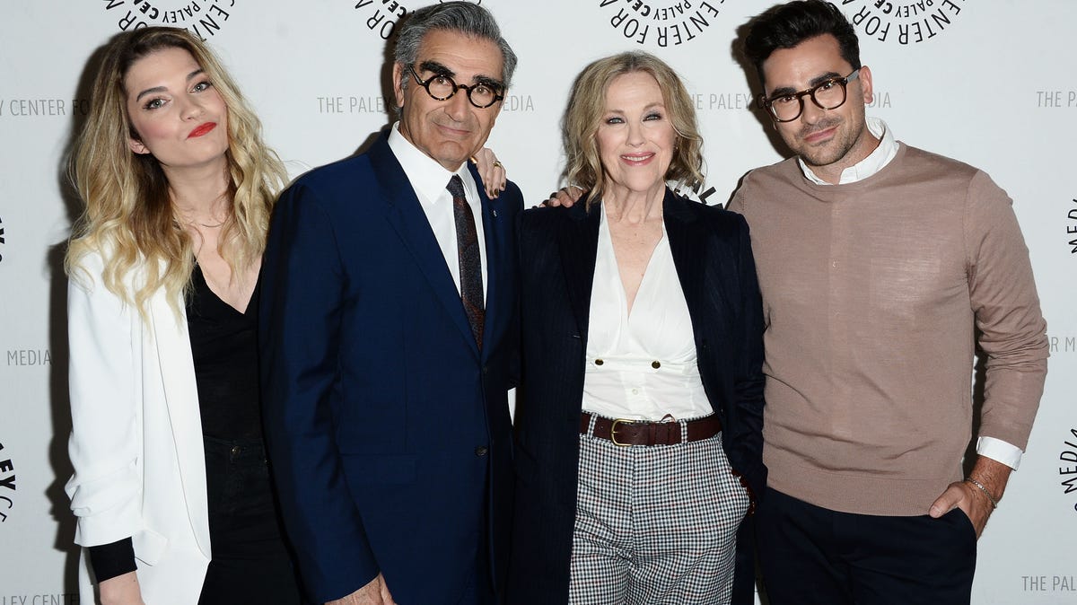 "Schitt's Creek" co-stars Annie Murphy, left, Eugene Levy, Catherine O'Hara and Daniel Levy attend an event at the Paley Center for Media in Beverly Hills, Calif., in 2016.