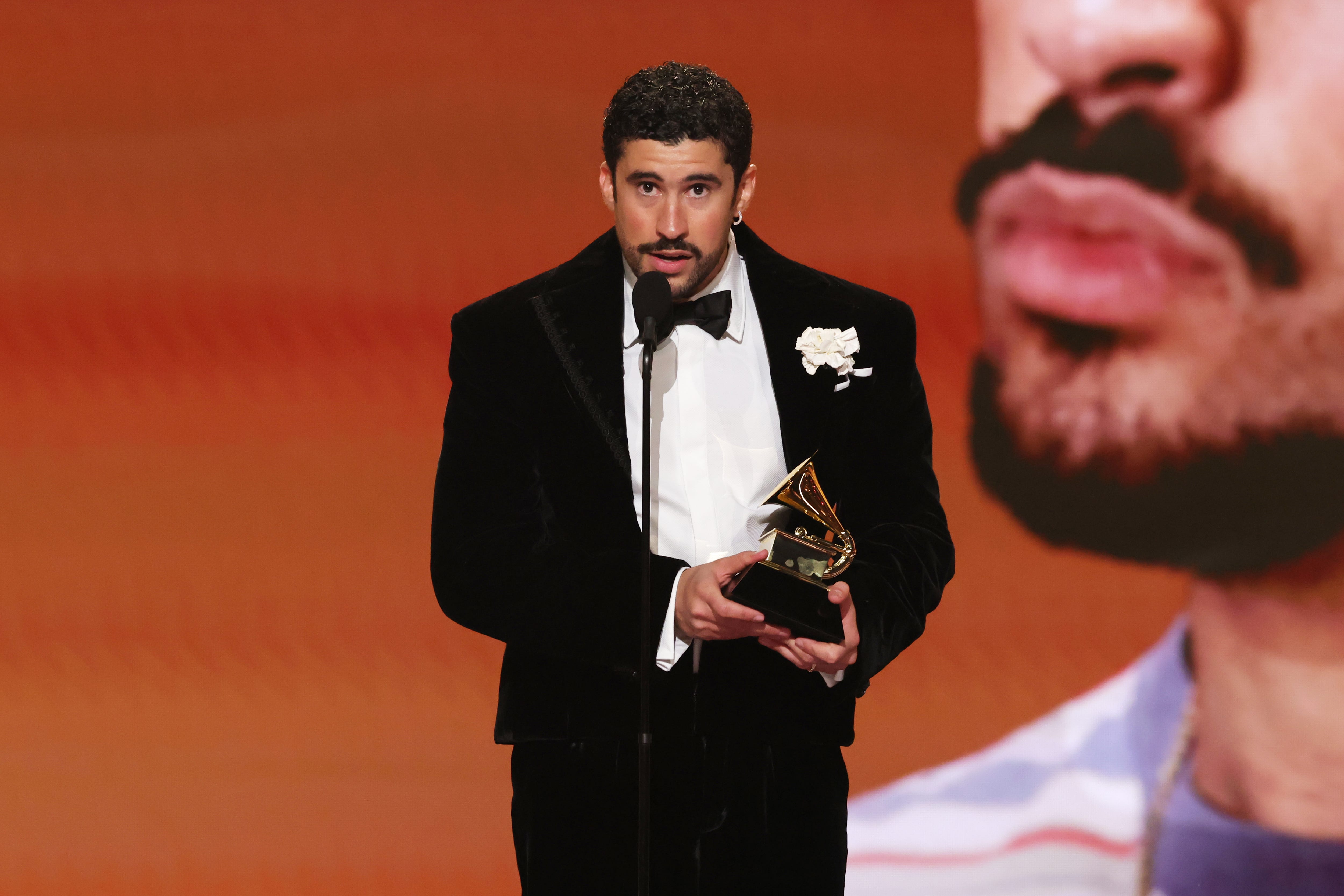 At the Grammys, artists like Bad Bunny made emotional speeches, host Trevor Noah took jabs at President Trump, and stars took risks on the red carpet.