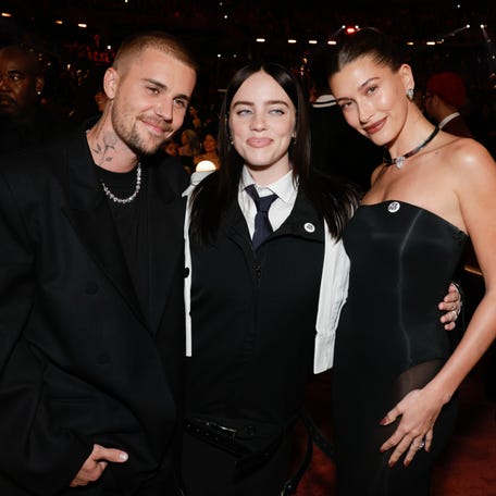 Justin Beiber, Billie Ellish and Hailey Beiber at The 68th Annual Grammy Awards.