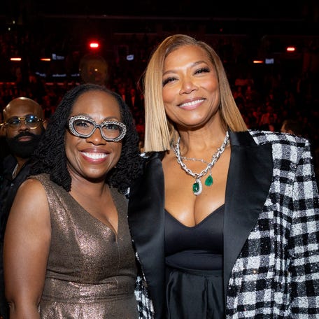 Ketanji Brown Jackson and Queen Latifah attend the 68th GRAMMY Awards on February 01, 2026 in Los Angeles, California.