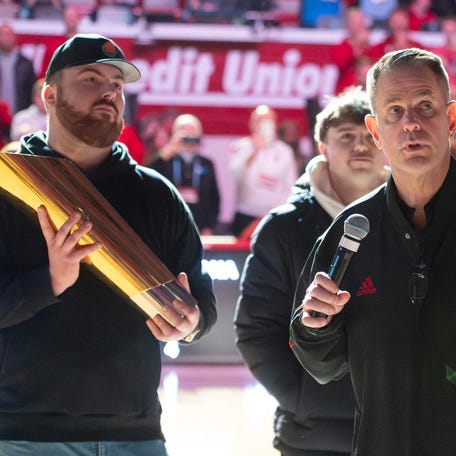 Indiana Head Coach Curt Cignetti talks before the Indiana versus Purdue mens basketball game at Simon Skjodt Assembly Hall on Tuesday, Jan. 27, 2026.