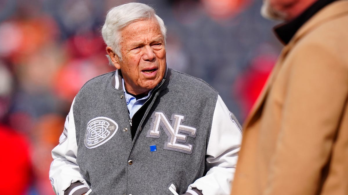 New England Patriots owner Robert Kraft before the 2026 AFC Championship Game at Empower Field at Mile High.