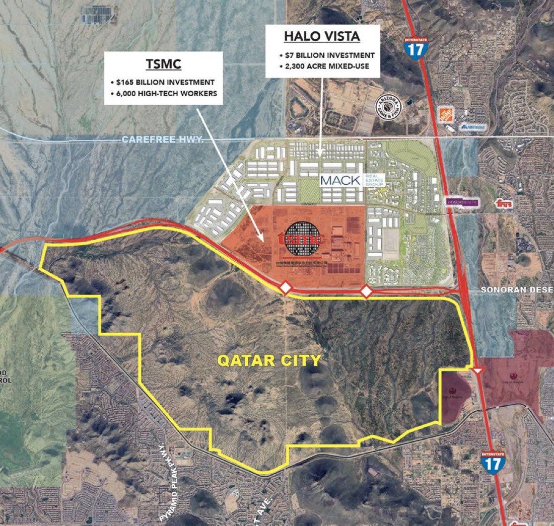 A flier was created by a real estate brokerage, pitching the land as an investment for the sovereign wealth fund of Qatar.