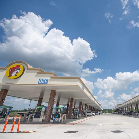 The Buc-eeÕs in Robertsdale, Ala., is a 53,250-square-foot travel center with 120 gas pumps seen Tuesday, April 29, 2025. The Pass Christian, Miss., Buc-ee's will be a 74,000-square-foot facility with 120 gas pumps and 24 EV charging stations.