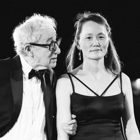 Woody Allen and Soon-Yi Previn attend a red carpet for the movie "Coup De Chance" at the 80th Venice International Film Festival on Sept. 4, 2023, in Venice, Italy.