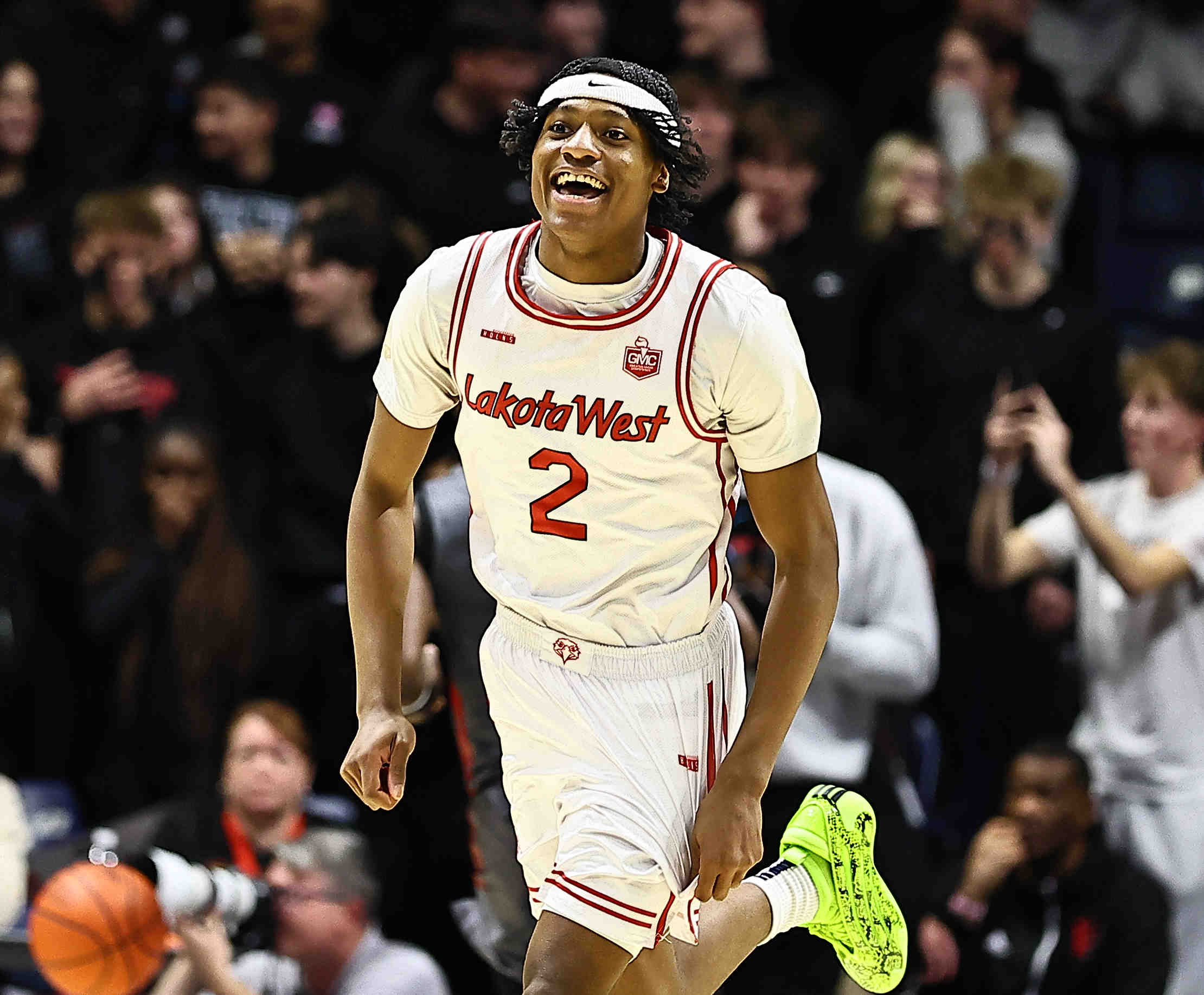 Lakota West guard Joshua Tyson (2) reacts during their 58-53 win over Princeton at Cintas Center, Friday, Feb. 6, 2026.