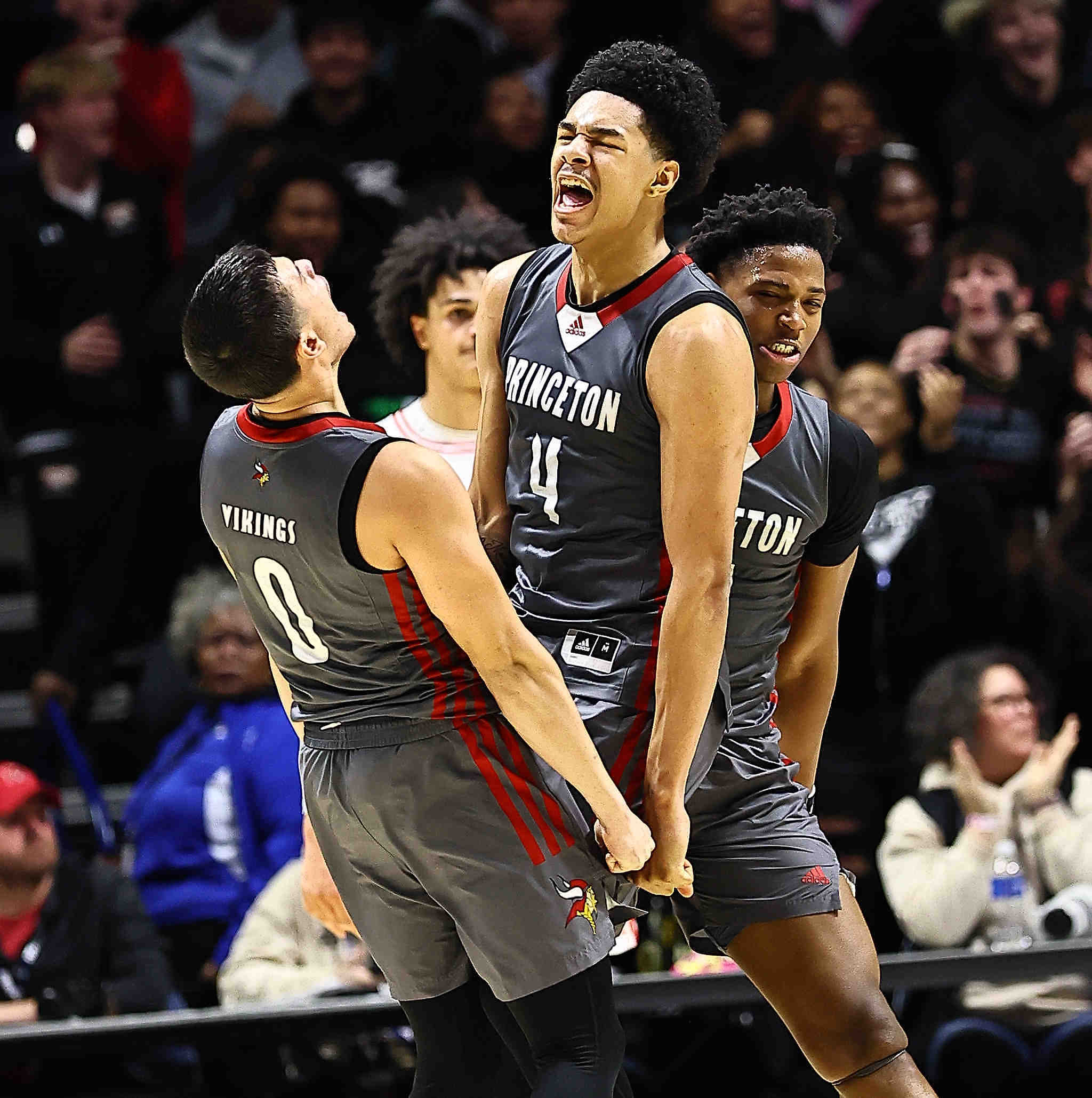 Princeton's Kam Mercer reacts during the Vikings' basketball game against Lakota West at Cintas Center, Friday, Feb. 6, 2026.