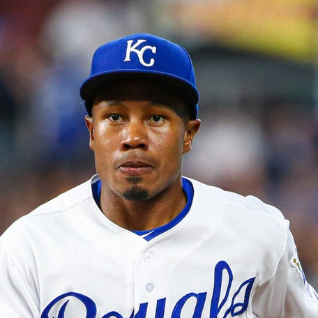 May 25, 2019; Kansas City, MO, USA; Kansas City Royals center fielder Terrance Gore (0) during the second game of a double header against the New York Yankees at Kauffman Stadium. Mandatory Credit: Jay Biggerstaff-USA TODAY Sports