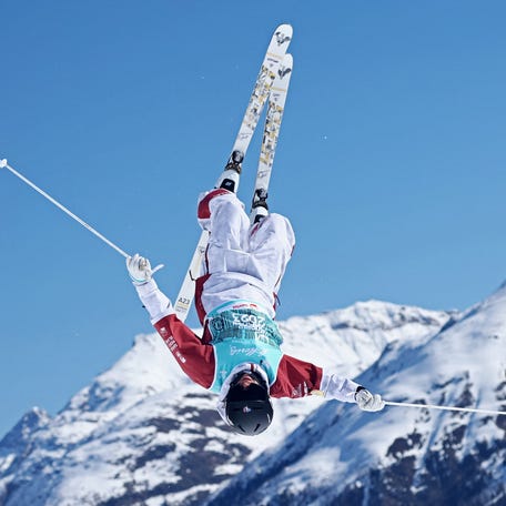 Freestyle Skiing - FIS Freestyle World Championships - St Moritz, Switzerland - March 19, 2025 Jaelin Kauf of the U.S. during training REUTERS/Denis Balibouse