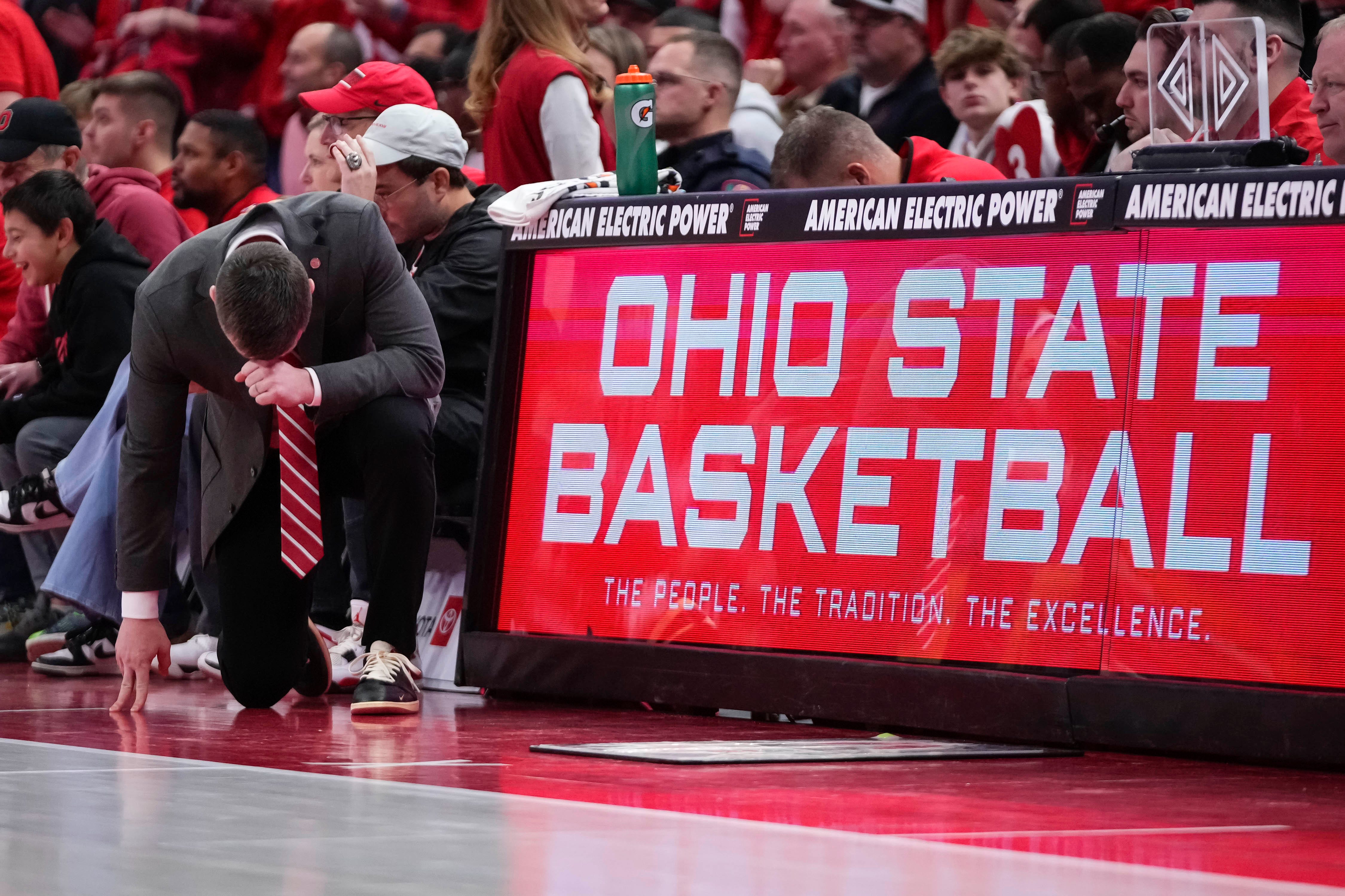 Ohio State coach Jake Diebler after an 82-61 loss to Michigan