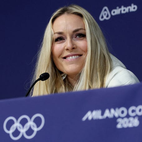 Milano Cortina 2026 Winter Olympics - Alpine Skiing - United States Women's Speed Team Press Conference - Cortina Curling Olympic Stadium, Cortina d'Ampezzo, Italy - February 3, 2026 Lindsey Vonn of the U.S. during the press conference REUTERS/Leonhard Foeger TPX IMAGES OF THE DAY