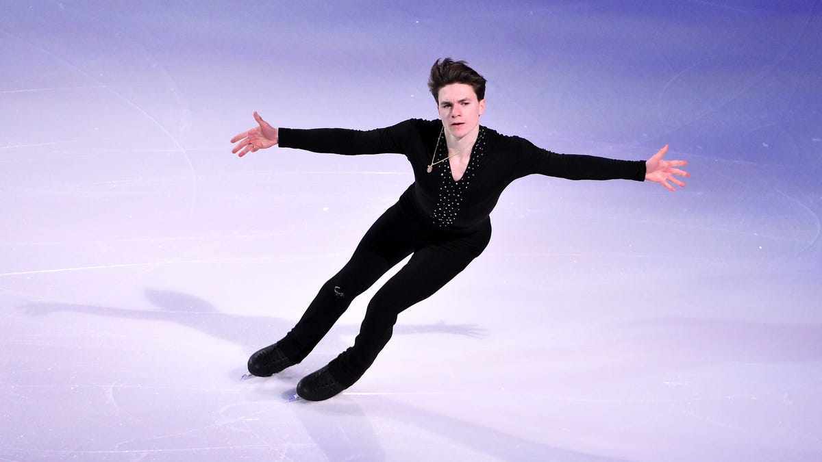 Jan 11, 2026; St. Louis, Missouri, UNITED STATES; Maxim Naumov performs during the 2026 U.S. Figure Skating Championships at Enterprise Center. Mandatory Credit: Jeff Curry-Imagn Images