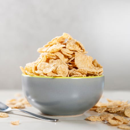 Overdose Corn Flakes with Milk for Breakfast
