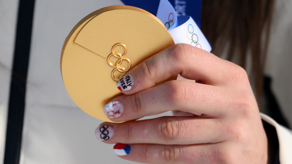 Gold medalist Zuzana Maderova of Team Czechia during the medal ceremony for the Women's Parallel Giant Slalom on day two of the Milano Cortina 2026 Winter Olympic games at Livigno Snow Park on February 08, 2026 in Livigno, Italy. (Photo by David Ramos/Getty Images)