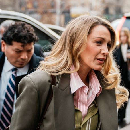 Actor Blake Lively arrives for a settlement conference at the United States District Court in New York City, Feb. 11, 2026.
