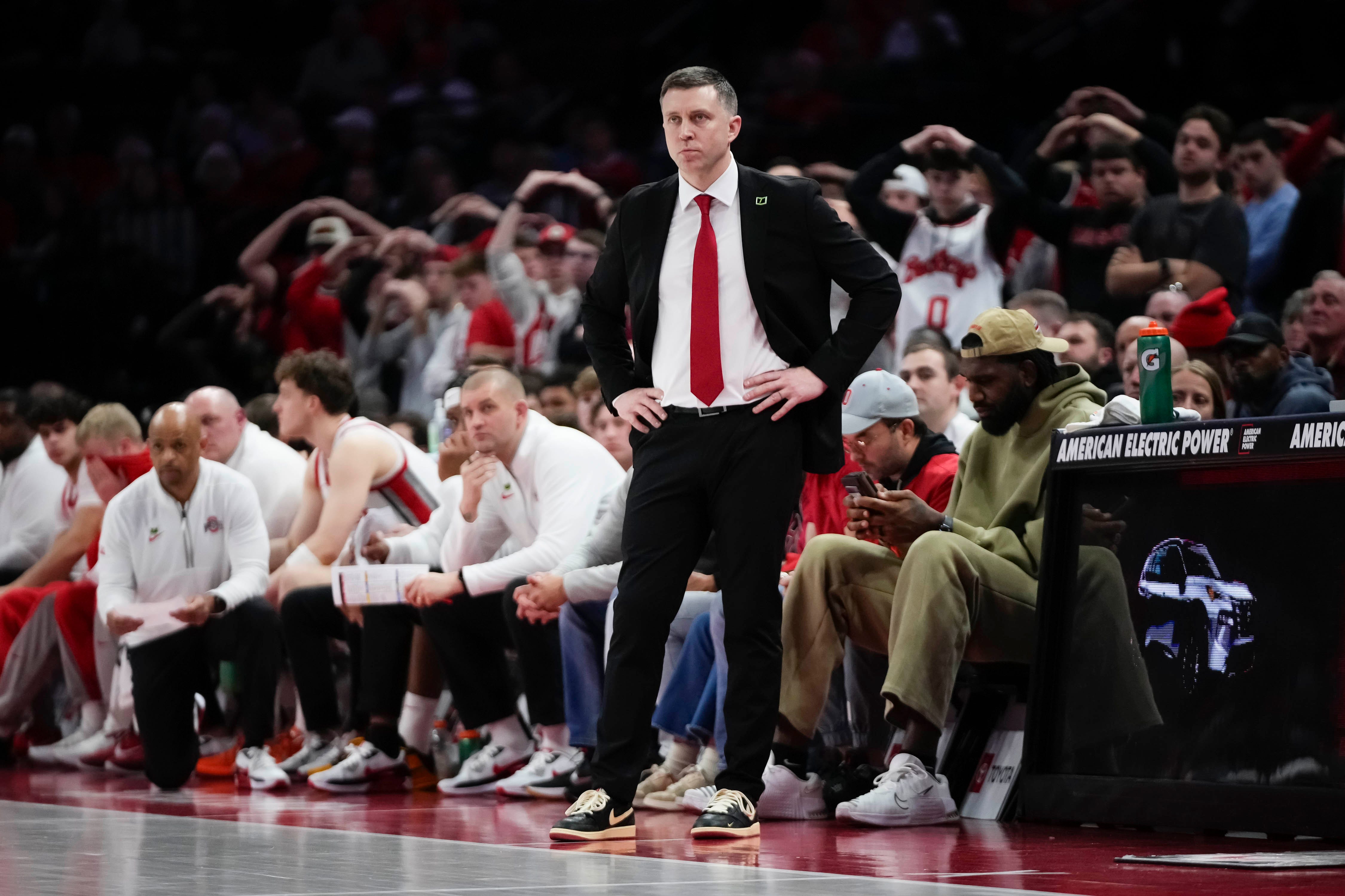 Ohio State coach Jake Diebler after an 89-82 win against USC