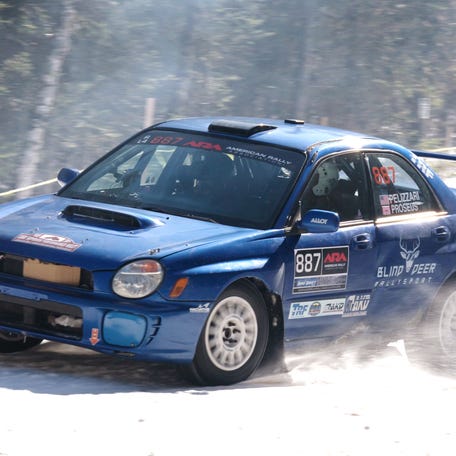 Jimmy Pelizzari competes in the Sno*Drift Rally, Saturday, Feb. 7, 2026, in Montmorency County.