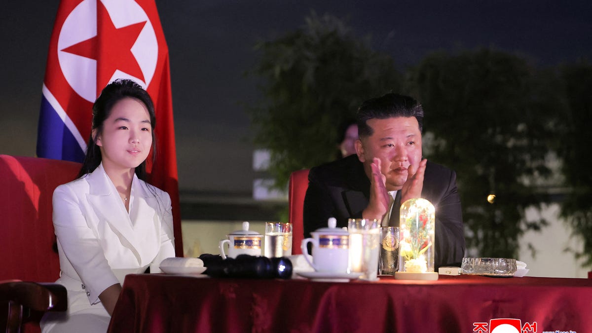 North Korean leader Kim Jong Un and his daughter Kim Ju Ae attend a ceremony to celebrate the completion of the Wonsan Kalma Coastal Tourist Zone, in Wonsan, in North Korea, June 24, 2025.