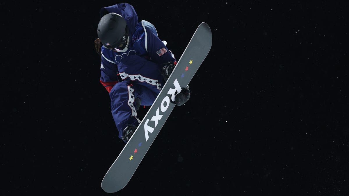 Chloe Kim of the United States in the women's halfpipe final during the Milano Cortina 2026 Olympic Winter Games.
