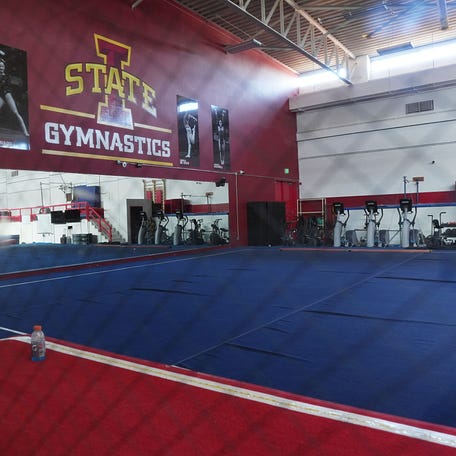 The Iowa State gymnastics practice facility at Beyer Hall is shown on Feb. 13, 2026. The Cyclones' season was canceled on Feb. 8.