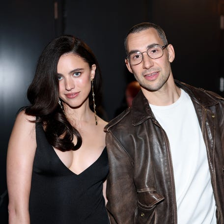 Margaret Qualley and Jack Antonoff attend the 68th Grammy Awards at Crypto.com Arena on Feb. 1, 2026, in Los Angeles.