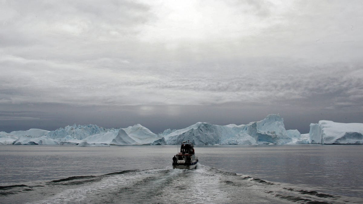 A ship is pictured in a fjord at Ilulisaat, Greenland, on Aug. 16, 2007.