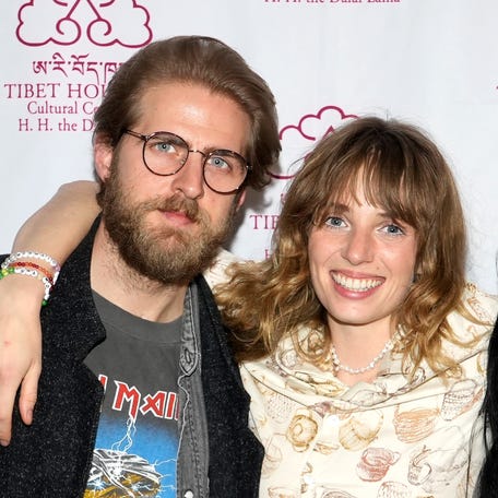 Christian Lee Hutson, Maya Hawke and Tenzin Choegyal attend the 37th annual Tibet House Benefit Concert after party at Ziegfeld Ballroom on Feb. 26, 2024, in New York City.