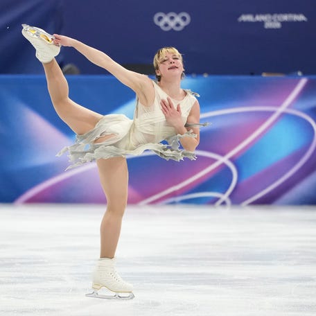 Alysa Liu of the United States competes in women's singles short program during the Milano Cortina 2026 Olympic Winter Games at Milano Ice Skating Arena.