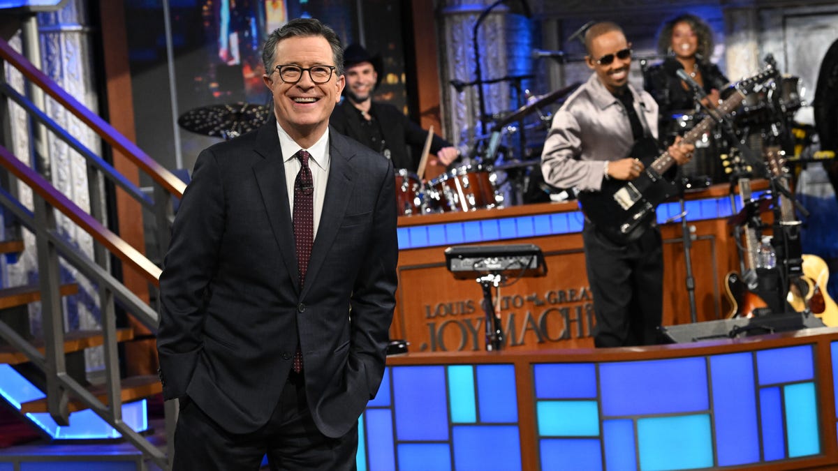 Stephen Colbert hosts "The Late Show" on Feb. 16, 2026.