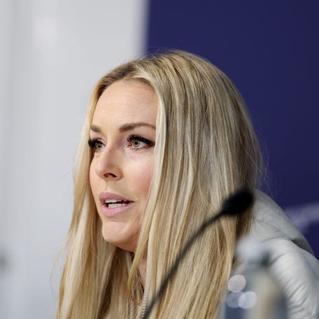 Lindsey Vonn during a press conference on Feb. 3, 2026.