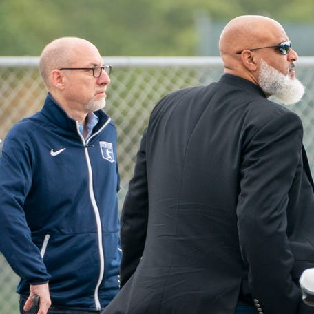 Bruce Meyer and Tony Clark in 2022.