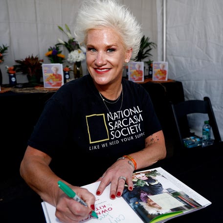 Anne Burrell appears at a book signing during the Food Network New York City Wine & Food Festival on Oct. 15, 2022.