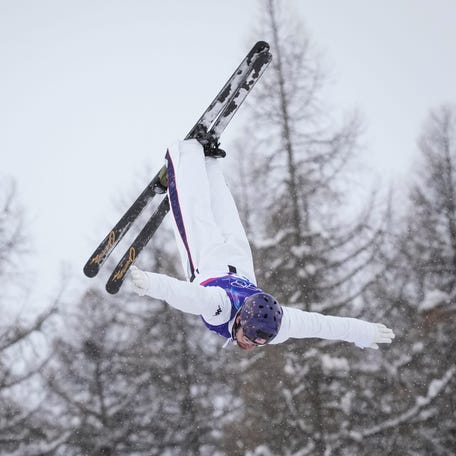 Team USA's Chris Lillis competes during the finals in the men's aerials at the 2026 Winter Olympics at Livigno Aerials and Moguls Park in Livigno, Italy on Feb. 20, 2026.