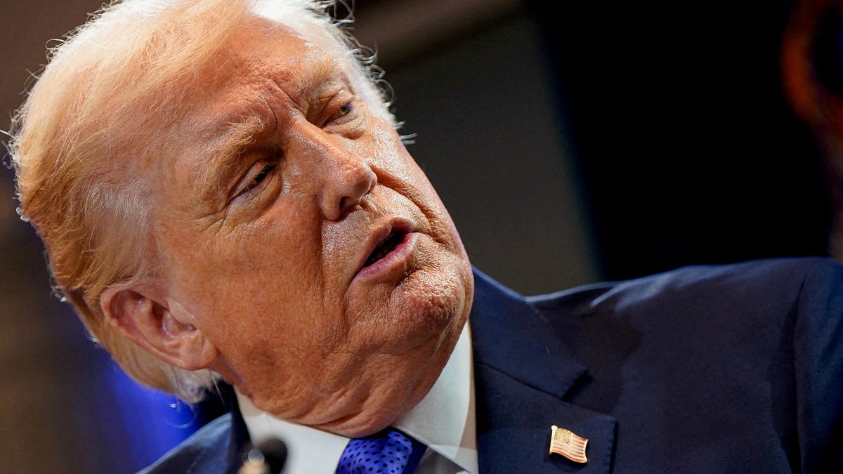 FILE PHOTO: U.S. President Donald Trump speaks during a press briefing at the White House, following the Supreme Court's ruling that Trump had exceeded his authority when he imposed tariffs, in Washington, D.C., U.S., February 20, 2026. REUTERS/Elizabeth Frantz REFILE - CORRECTING MONTH/File Photo