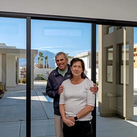 Homebuyers at Cotino, Joe and Amy Belshin of San Diego, inside their home in the 55-plus area of Cotino in Rancho Mirage, Calif., on Feb. 12, 2026.