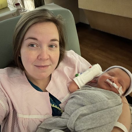 Josette Cordell and her son, Calvin, two days after he was born. Calvin stayed in the NICU for six days.