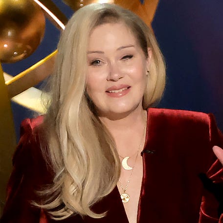 Christina Applegate speaks onstage during the 75th Primetime Emmy Awards at Peacock Theater in Los Angeles on Jan. 15, 2024.