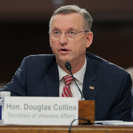 Veterans Affairs Secretary Doug Collins speaks during a hearing with the Senate Committee on Veterans' Affairs on Capitol Hill on January 28, 2026 in Washington, DC.