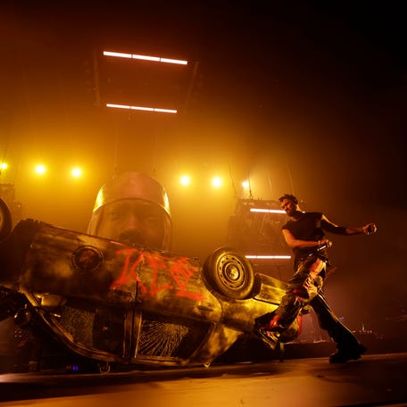 Miguel performs onstage during his Caos Tour opening night at Coca-Cola Roxy on Feb. 10, 2026, in Atlanta.