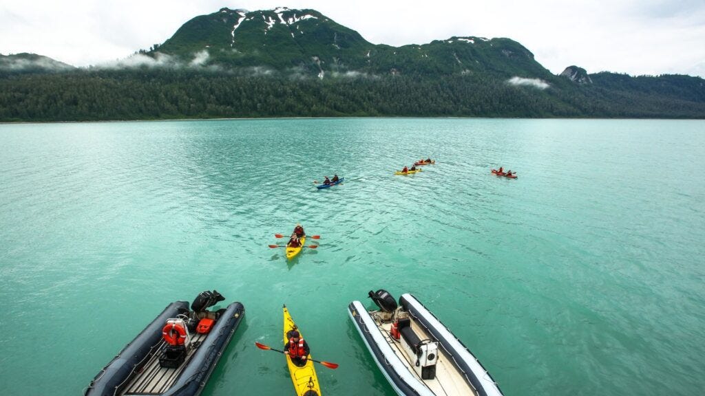 Kayaking on an UnCruise Adventures trip in Alaska.