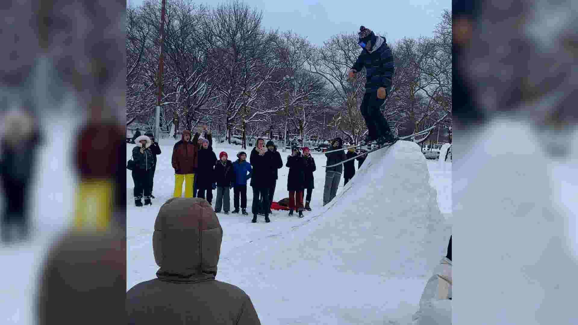 See New York City park turn into a 'ski resort' after blizzard