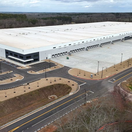A drone picture shows a warehouse purchased by the Department of Homeland Security (DHS) which is expected to be converted to an ICE detention facility in Social Circle, Georgia, U.S., Feb. 18, 2026.