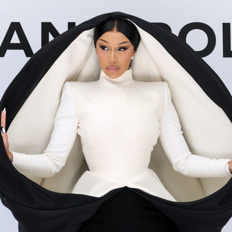 Cardi B attends the Paris Fashion Week on July 8, 2025, in Paris, France.